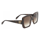 Alexander McQueen - Women's Seal Logo Square Sunglasses - Havana Brown - Alexander McQueen Eyewear