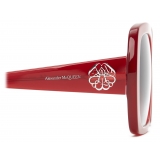 Alexander McQueen - Occhiali da Sole Quadrati Seal Logo da Donna - Bordeaux Opale Blu - Alexander McQueen Eyewear