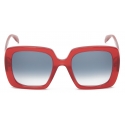 Alexander McQueen - Occhiali da Sole Quadrati Seal Logo da Donna - Bordeaux Opale Blu - Alexander McQueen Eyewear