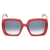 Alexander McQueen - Occhiali da Sole Quadrati Seal Logo da Donna - Bordeaux Opale Blu - Alexander McQueen Eyewear