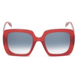 Alexander McQueen - Women's Seal Logo Square Sunglasses - Opal Burgundy Blue - Alexander McQueen Eyewear