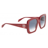 Alexander McQueen - Occhiali da Sole Quadrati Seal Logo da Donna - Bordeaux Opale Blu - Alexander McQueen Eyewear