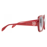 Alexander McQueen - Occhiali da Sole Quadrati Seal Logo da Donna - Bordeaux Opale Blu - Alexander McQueen Eyewear