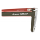 Alexander McQueen - Occhiali da Sole Selvedge da Uomo - Verde Kaki Fumo - Alexander McQueen Eyewear