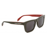 Alexander McQueen - Occhiali da Sole Selvedge da Uomo - Verde Kaki Fumo - Alexander McQueen Eyewear