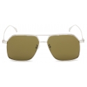 Alexander McQueen - Occhiali da Sole Skull Angle da Uomo - Argento Verde Militare - Alexander McQueen Eyewear