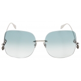 Alexander McQueen - Occhiali Da Sole Skull da Donna - Argento Antico Azzurro Polvere - Alexander McQueen Eyewear