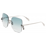 Alexander McQueen - Occhiali Da Sole Skull da Donna - Argento Antico Azzurro Polvere - Alexander McQueen Eyewear