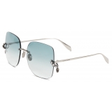 Alexander McQueen - Women's Skull Pendant Sunglasses - Antique Silver Powder Light Blue - Alexander McQueen Eyewear
