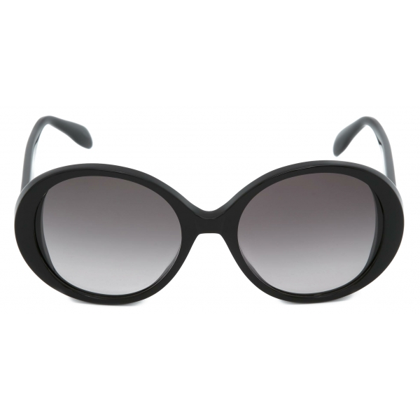 Alexander McQueen - Women's Seal Logo Round Sunglasses - Black Grey - Alexander McQueen Eyewear