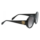 Alexander McQueen - Occhiali Da Sole Seal Logo Rotondi da Donna - Nero Grigio - Alexander McQueen Eyewear