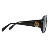 Alexander McQueen - Occhiali Da Sole Seal Logo Rotondi da Donna - Nero Grigio - Alexander McQueen Eyewear