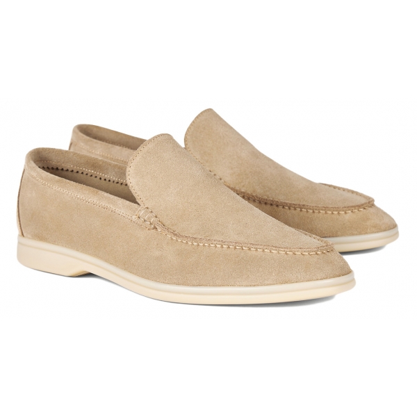 Viola Milano - Unlined Capri Suede Loafer - Beige - Handmade in Italy - Luxury Exclusive Collection
