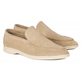 Viola Milano - Unlined Capri Suede Loafer - Beige - Handmade in Italy - Luxury Exclusive Collection