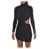 Aniye By - Short Dress Model with Standing Collar - Black - Dress - Made in Italy - Luxury Exclusive Collection