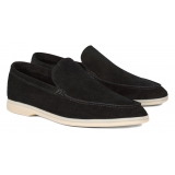 Viola Milano - Unlined Capri Suede Loafer - Black - Handmade in Italy - Luxury Exclusive Collection