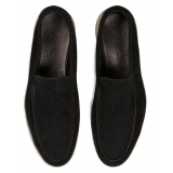 Viola Milano - Unlined Capri Suede Loafer - Black - Handmade in Italy - Luxury Exclusive Collection