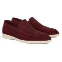 Viola Milano - Unlined Capri Suede Loafer - Bordeaux - Handmade in Italy - Luxury Exclusive Collection