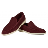 Viola Milano - Unlined Capri Suede Loafer - Bordeaux - Handmade in Italy - Luxury Exclusive Collection