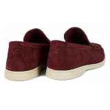 Viola Milano - Unlined Capri Suede Loafer - Bordeaux - Handmade in Italy - Luxury Exclusive Collection