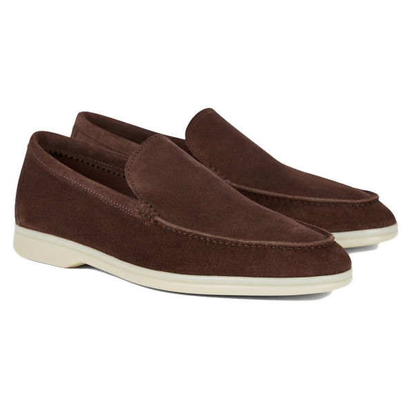 Viola Milano - Unlined Capri Suede Loafer - Brown - Handmade in Italy - Luxury Exclusive Collection