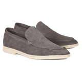 Viola Milano - Unlined Capri Suede Loafer - Grey - Handmade in Italy - Luxury Exclusive Collection