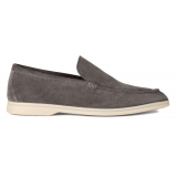 Viola Milano - Unlined Capri Suede Loafer - Grey - Handmade in Italy - Luxury Exclusive Collection