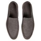 Viola Milano - Unlined Capri Suede Loafer - Grey - Handmade in Italy - Luxury Exclusive Collection