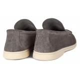 Viola Milano - Mocassino Capri Scamosciato Sfoderato - Grigio - Handmade in Italy - Luxury Exclusive Collection