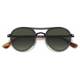 Persol - PO2485S - Nero/Marrone Striato/Grigio / Sfumato Grigio - Occhiali da Sole - Persol Eyewear