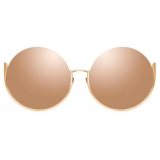 Linda Farrow - Occhiali da Sole Rotondi Olivia in Oro Rosa - LFL1006C6SUN - Linda Farrow Eyewear