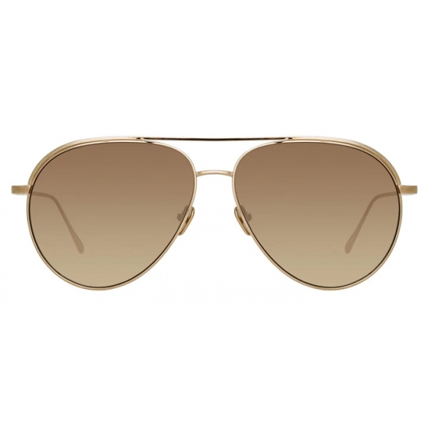 Linda Farrow - Occhiali da Sole Aviator Roberts in Oro Chiaro e Moka - LFL1078C6SUN - Linda Farrow Eyewear