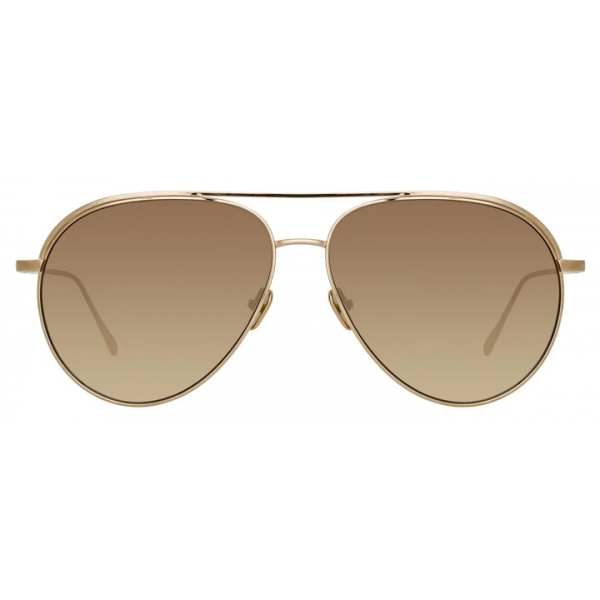 Linda Farrow - Roberts Aviator Sunglasses in Light Gold and Mocha ...