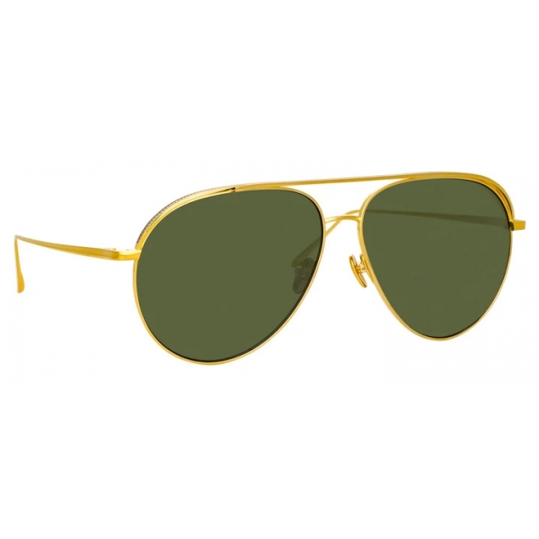 Linda Farrow - Occhiali da Sole Aviator Roberts in Oro Giallo e Verde - LFL1078C1SUN - Linda Farrow Eyewear