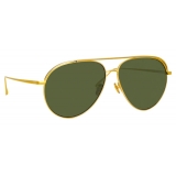 Linda Farrow - Occhiali da Sole Aviator Roberts in Oro Giallo e Verde - LFL1078C1SUN - Linda Farrow Eyewear