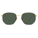 Linda Farrow - Rohe Angular Sunglasses in Yellow Gold and Green - Linda Farrow Eyewear