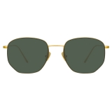 Linda Farrow - Rohe Angular Sunglasses in Yellow Gold and Green - Linda Farrow Eyewear