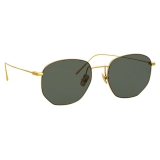 Linda Farrow - Rohe Angular Sunglasses in Yellow Gold and Green - Linda Farrow Eyewear