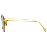 Linda Farrow - Rohe Angular Sunglasses in Yellow Gold and Green - Linda Farrow Eyewear