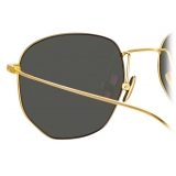 Linda Farrow - Rohe Angular Sunglasses in Yellow Gold and Green - Linda Farrow Eyewear