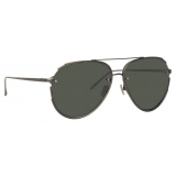 Linda Farrow - Russo Aviator Sunglasses in Nickel - LFL950C5SUN - Linda Farrow Eyewear