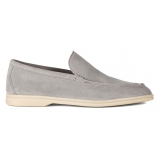 Viola Milano - Unlined Capri Suede Loafer - Light Grey - Handmade in Italy - Luxury Exclusive Collection