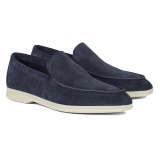 Viola Milano - Unlined Capri Suede Loafer - Navy - Handmade in Italy - Luxury Exclusive Collection