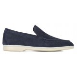 Viola Milano - Unlined Capri Suede Loafer - Navy - Handmade in Italy - Luxury Exclusive Collection