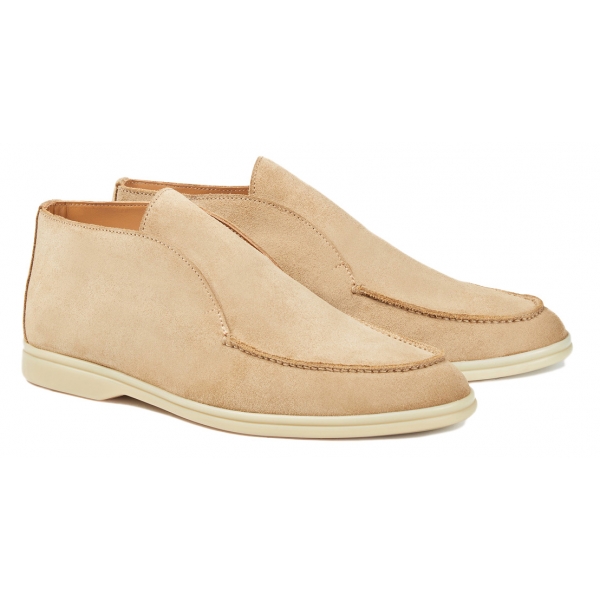 Viola Milano - Unlined City Suede Loafer - Beige - Handmade in Italy - Luxury Exclusive Collection