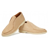 Viola Milano - Unlined City Suede Loafer - Beige - Handmade in Italy - Luxury Exclusive Collection