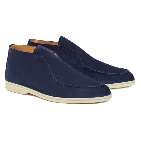 Viola Milano - Unlined City Suede Loafer - Navy - Handmade in Italy - Luxury Exclusive Collection