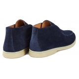 Viola Milano - Mocassino City Sfoderato in Camoscio - Navy - Handmade in Italy - Luxury Exclusive Collection