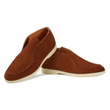 Viola Milano - Unlined City Suede Loafer - Polo Brown - Handmade in Italy - Luxury Exclusive Collection