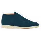 Viola Milano - Unlined City Suede Loafer - Cobalt Green - Handmade in Italy - Luxury Exclusive Collection